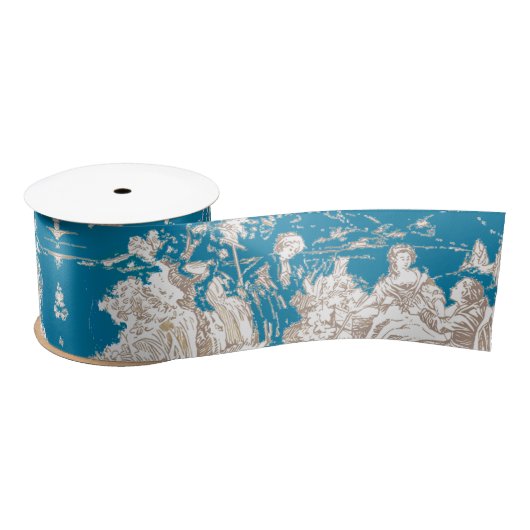 blauw turquoise toile de jouy monogram lint (Spoel)