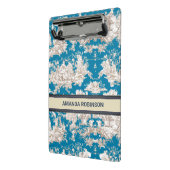 blauw turquoise toile de jouy monogram mini klembord (Angled2)