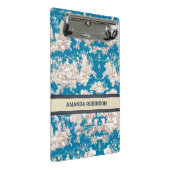 blauw turquoise toile de jouy monogram mini klembord (Schuin)