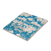 blauw turquoise toile de jouy monogram tegeltje (Zijkant)