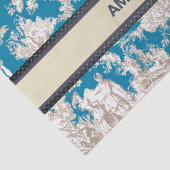  blauw turquoise toile de jouy monogram tissuepapier (Detail)