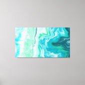 Blauw, Turquoise Zee Waves Digital Fluid Art Canvas Afdruk (Voorkant)