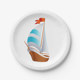Blauw Turquoise Zeilboot Nautisch Strand Wedding Papieren Bordje
