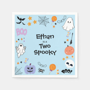 Blauw Twee Griezelig Schattig Spook Halloween 2de Servet