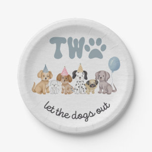 Blauw Twee Laat de Honden Uit Feestbord Papieren Bordje