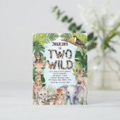 Blauw Twee Wild Safari Baby Boy 2e Verjaardag Uitnodiging Briefkaart (Staand voorkant)