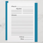 Blauw tweezijdig recept Pagina's (Voorkant / Achterkant)