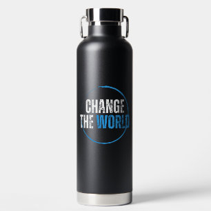 Blauw Typografisch Milieu Motivatie Citaat Waterfles