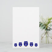 Blauw Uil Ontwerp Briefpapier (Staand voorkant)