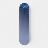 Blauw uiteinde glitter skateboard (Voorkant)