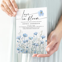 Blauw Uitgebloeide Bruids-Shower Uitnodigingskaart