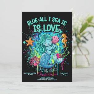 Blauw Uitnodiging voor Bruiloftsfeest 'All I Sea i