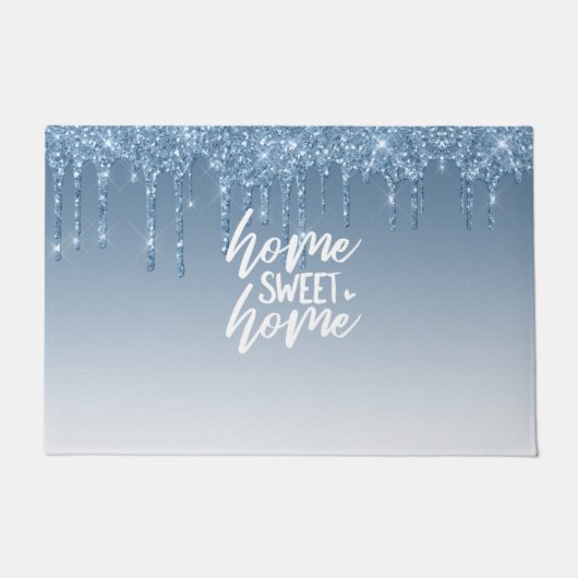 Blauw uitstrijkglitter | Home Sweet Home Deurmat (Voorkant)
