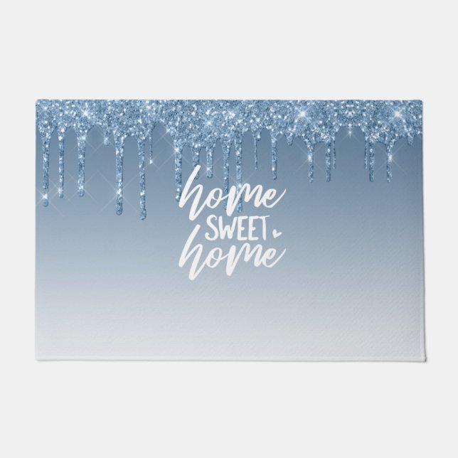 Blauw uitstrijkglitter | Home Sweet Home Deurmat (Voorkant)