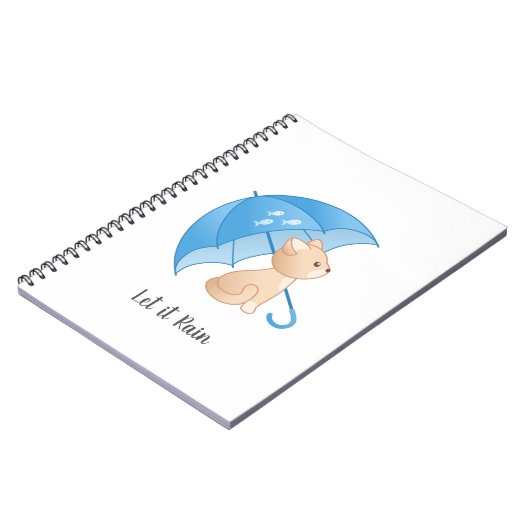 Blauw Umbrella Kat laat Notitieboek groeien (Linkerzijde)