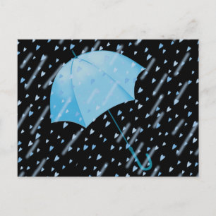 BLAUW UMBRELLA SHOWERS VAN LOVE DOOR SHARON SHARPE BRIEFKAART