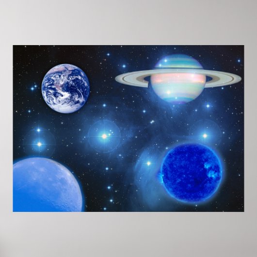 Blauw universum poster (Voorkant)