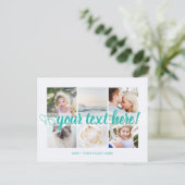 Blauw Uw aangepaste tekst 6 foto's collage univers Briefkaart (Staand voorkant)