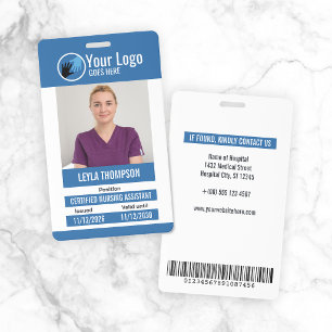 Blauw Uw Logo Ziekenhuis Personeel Foto ID Badge