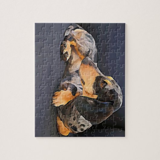 blauw van dachshund legpuzzel (Verticaal)