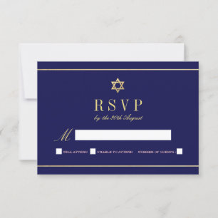 Blauw   van de jodenster RSVP diep met Adres Kaartje