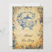  blauw van de Teapot Rustic Bridal Tea Invites Kaart (Voorkant)
