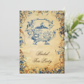  blauw van de Teapot Rustic Bridal Tea Invites Kaart (Staand voorkant)