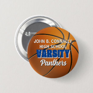 Blauw Varsity Basketbal Aangepaste Hoge School Ronde Button 5,7 Cm