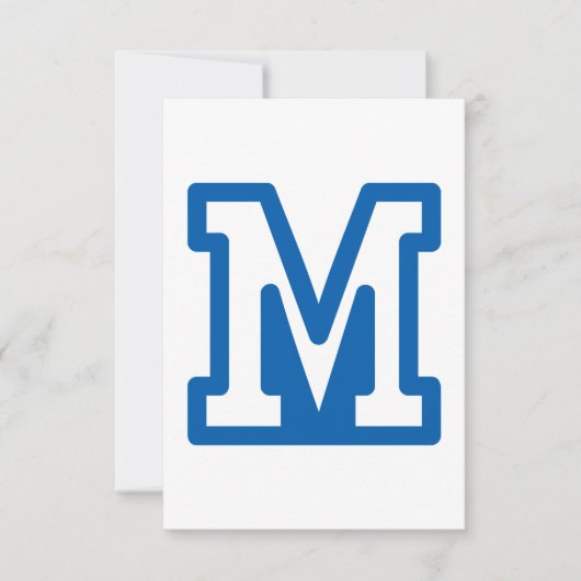 Blauw Varsity Letter M Monogram Kaart (Voorkant)