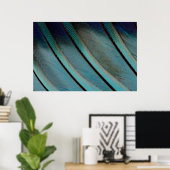 Blauw vederpatroon poster (Thuiskantoor)