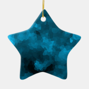 Blauw veelhoekig keramisch ornament