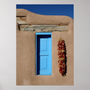 Blauw venster van Taos Poster