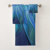 Blauw ventilatorpatroon, Abstracte fractale kunst Bad Handdoek (Insitu)