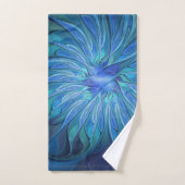 Blauw ventilatorpatroon, Abstracte fractale kunst Bad Handdoek (Handdoek)