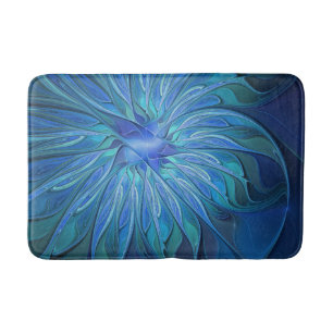 Blauw ventilatorpatroon, Abstracte fractale kunst Badmat