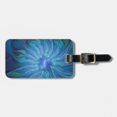 Blauw ventilatorpatroon, Abstracte fractale kunst Bagagelabel (Voorkant horizontaal)