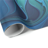 Blauw ventilatorpatroon, Abstracte fractale kunst Cadeaupapier (Rol Hoek)