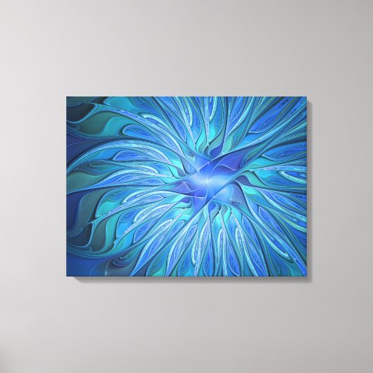 Blauw ventilatorpatroon, Abstracte fractale kunst Canvas Afdruk (Voorkant)