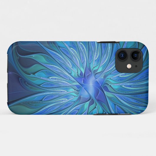Blauw ventilatorpatroon, Abstracte fractale kunst Case-Mate iPhone Case (Achterkant (horizontaal))