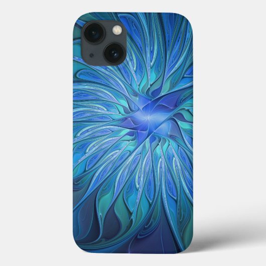 Blauw ventilatorpatroon, Abstracte fractale kunst Case-Mate iPhone Case (Achterkant)