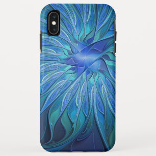 Blauw ventilatorpatroon, Abstracte fractale kunst iPhone XS Max Hoesje