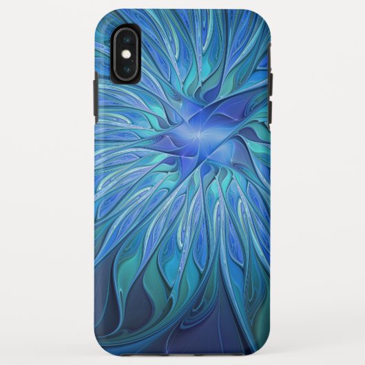 Blauw ventilatorpatroon, Abstracte fractale kunst Case-Mate iPhone Case (Achterkant)