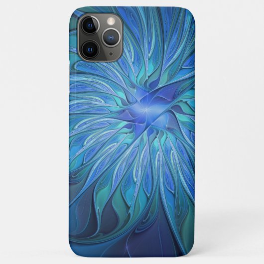 Blauw ventilatorpatroon, Abstracte fractale kunst Case-Mate iPhone Case (Achterkant)