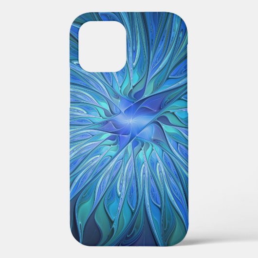 Blauw ventilatorpatroon, Abstracte fractale kunst Case-Mate iPhone Case (Achterkant)