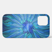 Blauw ventilatorpatroon, Abstracte fractale kunst Case-Mate iPhone Case (Achterkant (horizontaal))