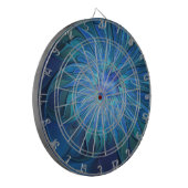 Blauw ventilatorpatroon, Abstracte fractale kunst Dartbord (Voorkant Links)