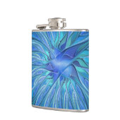 Blauw ventilatorpatroon, Abstracte fractale kunst Heupfles (Links)