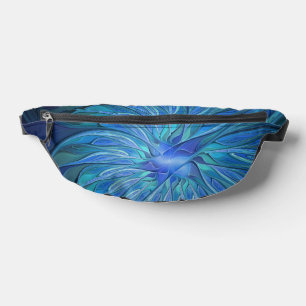 Blauw ventilatorpatroon, Abstracte fractale kunst Heuptasje