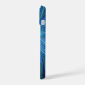 Blauw ventilatorpatroon, Abstracte fractale kunst iPhone 15 Hoesje (Linkerkant)