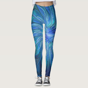 Blauw ventilatorpatroon, Abstracte fractale kunst Leggings